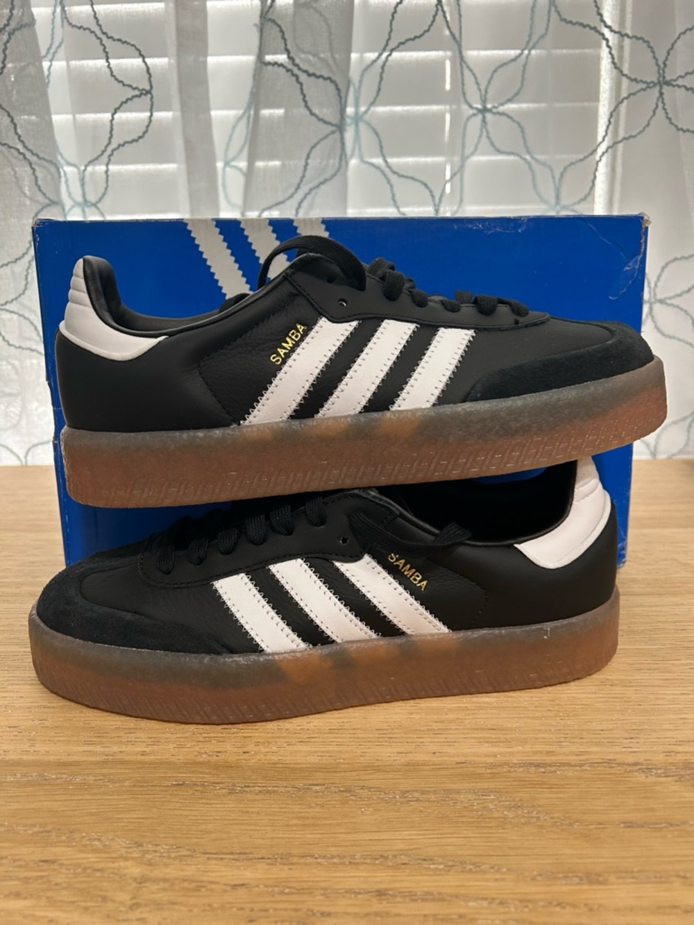 adidas Black & White Samba Sneakers with Gum Sole